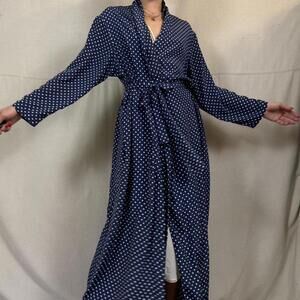 Vintage Calvin Klein Navy Polka Dot Robe/Duster